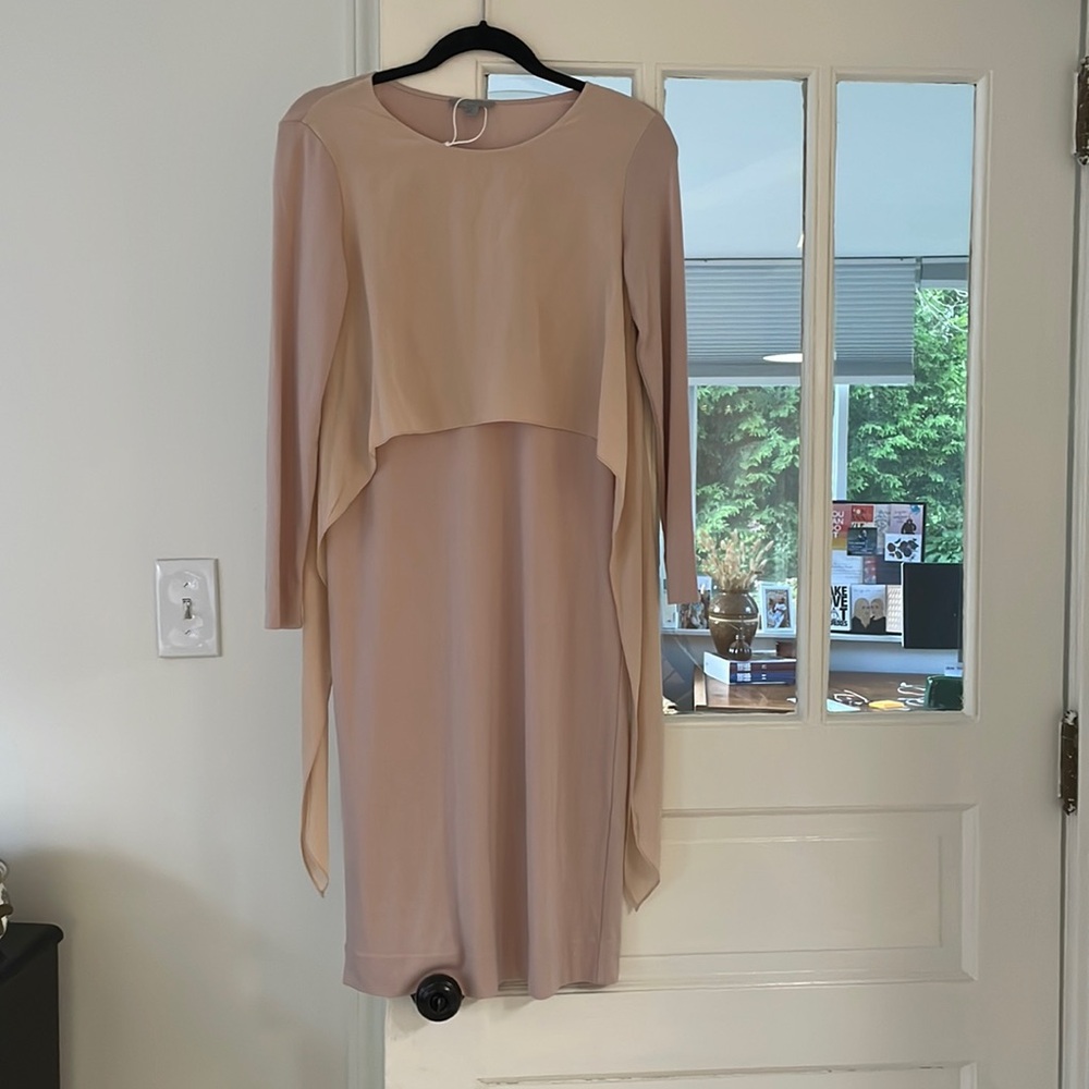 COS pink long sleeve jersey cotton dress